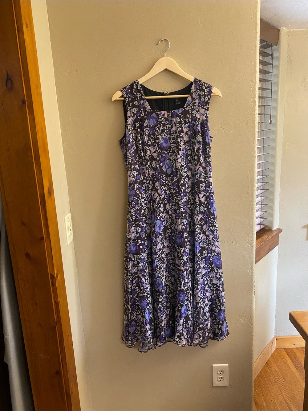 J. Peterman Purple Floral Sleeveless A-Line Dress